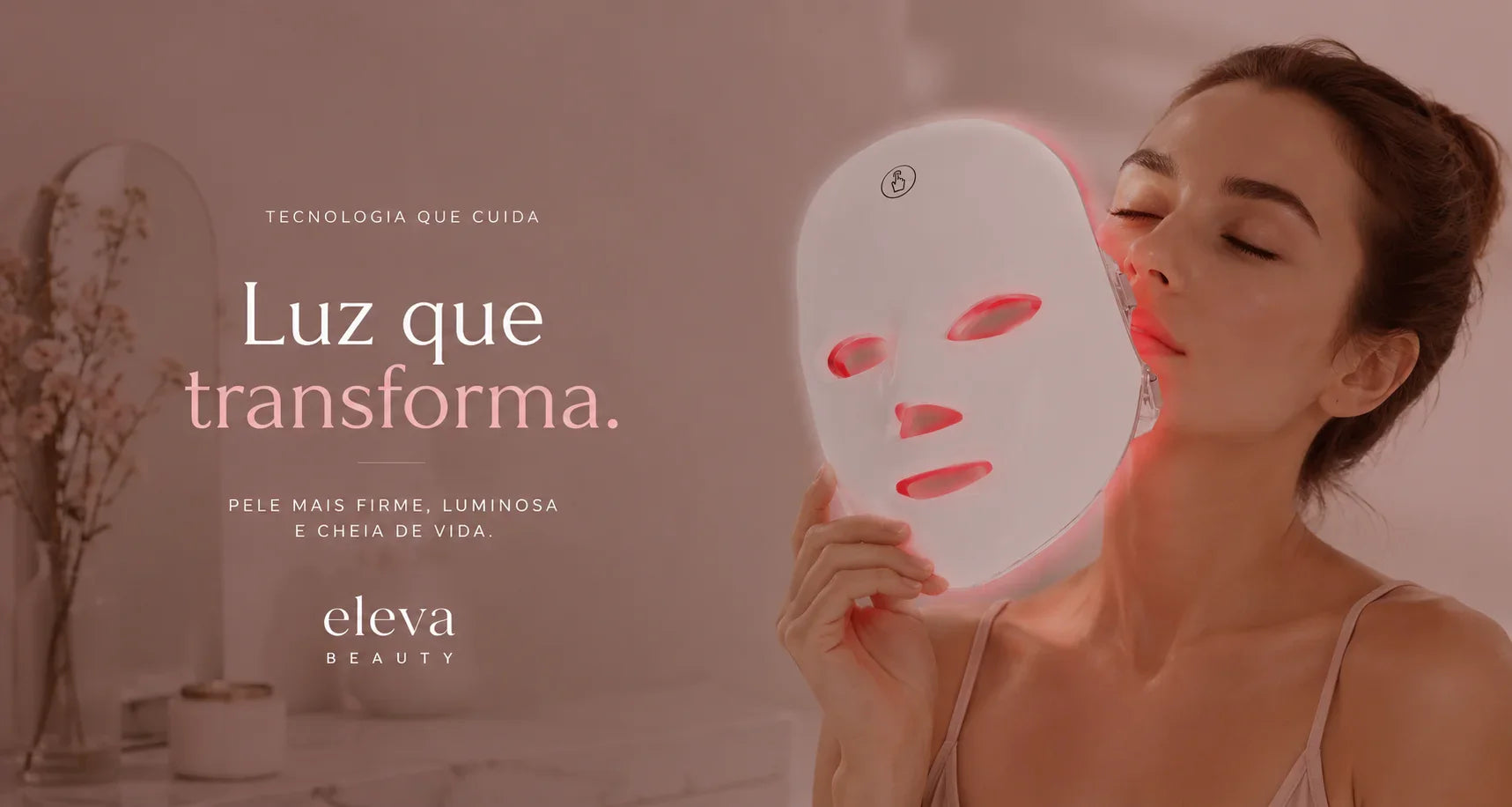 Máscara de luz LED para cuidados faciais, pele firme e luminosa com tecnologia de beleza