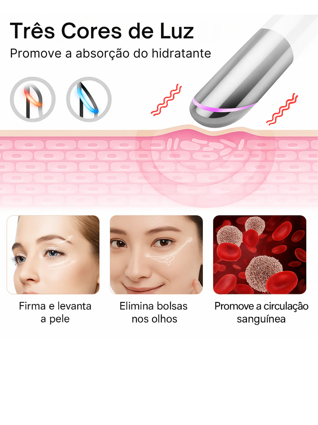 Eleva LumiEyes™ Massageador Antiolheiras Vibratório