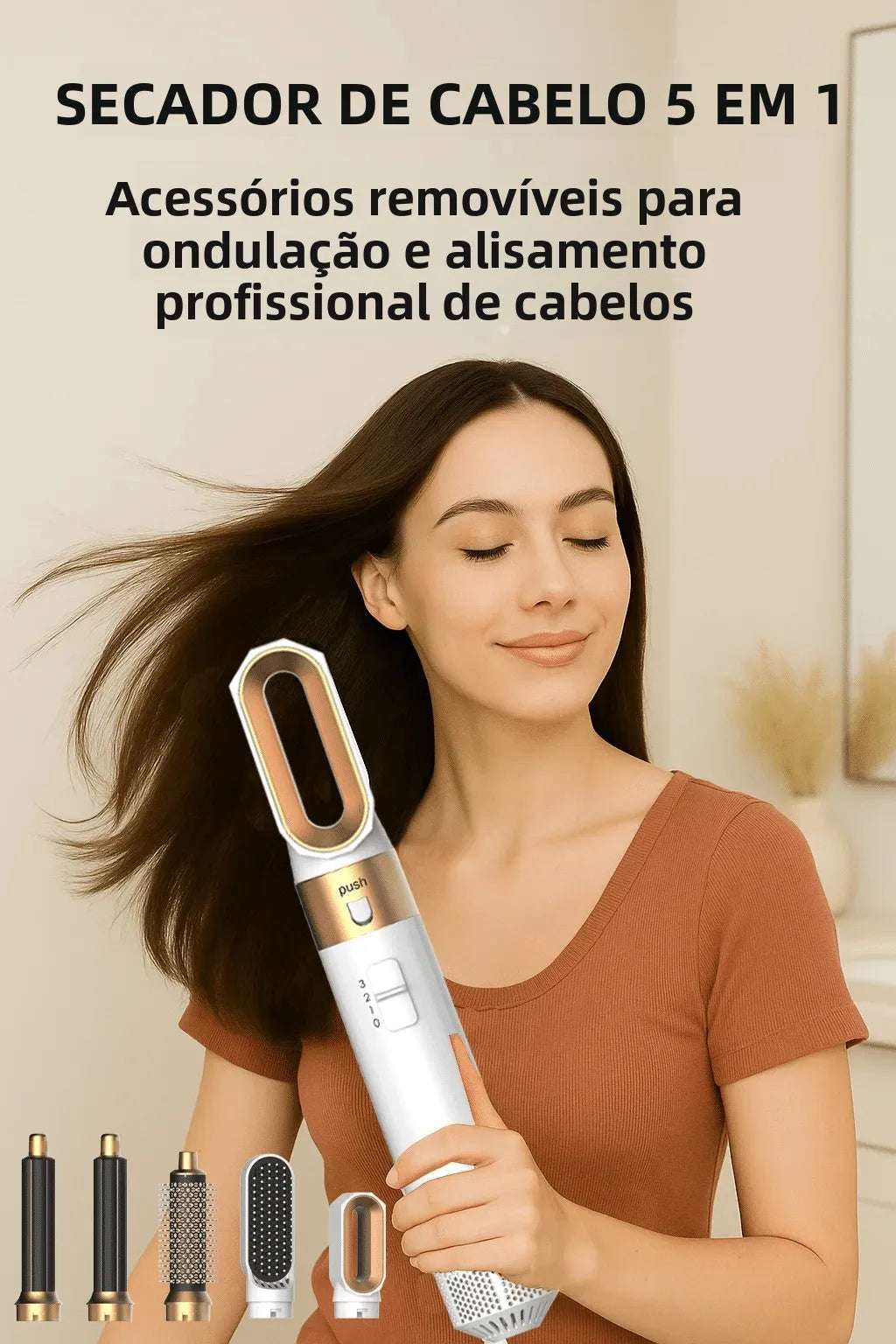 Eleva HairGlow™ Escova Modeladora 5 em 1