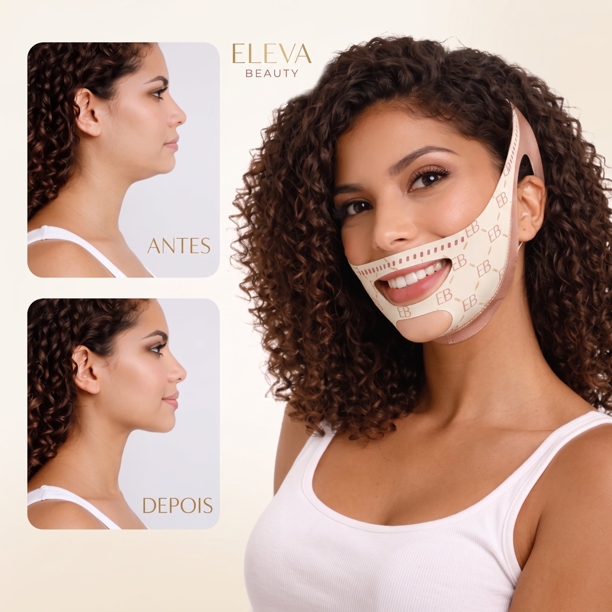 Eleva ContourLift - Máscara de Contorno Facial - Suaviza Rugas, Papada e Modela o Rosto