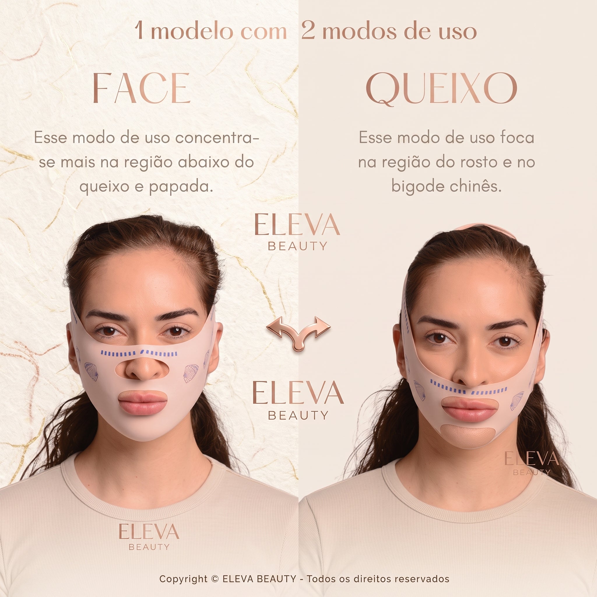 Eleva ContourLift - Máscara de Contorno Facial - Suaviza Rugas, Papada e Modela o Rosto